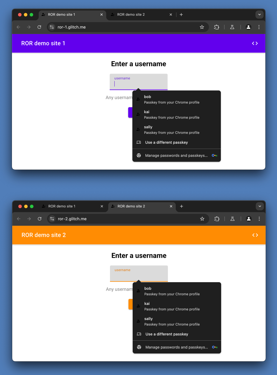 Chrome autocompleta la información en ambos sitios.